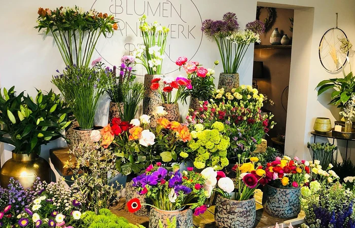Verschiedene Blumen werden im Geschäft von Blumenhandwerk Prien prästeniert.