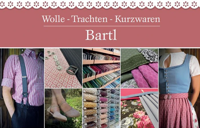 Fotocollage von Damentracht-Herrentracht-Schnallen-Stoffe-Knöpfe