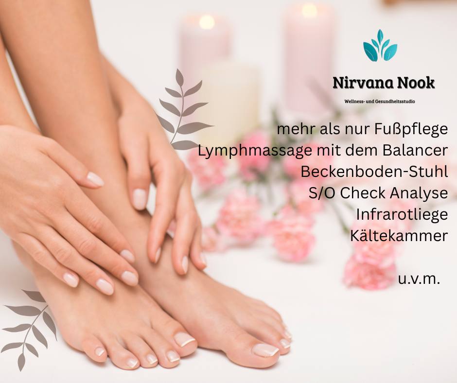 Nirvana Nook in Prien am Chiemsee bietet nicht nur professionelle Fußpflege , sondern auch Kältekammer, Infrarotliege, Beckenbodenstuhl gegen Inkontinenz und mehr